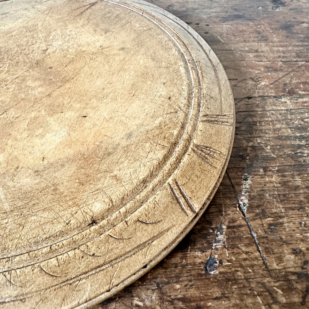 Antique 9.75" Round Pine Bread Board