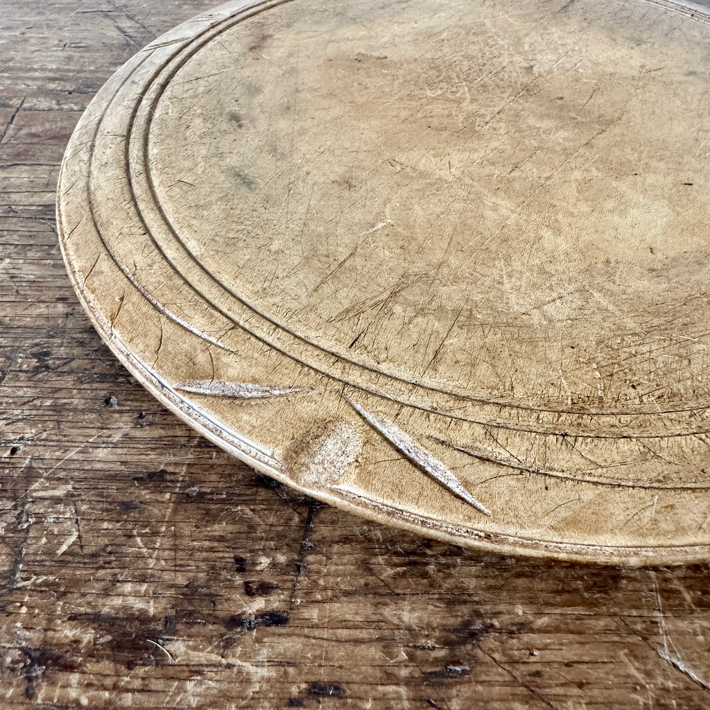 Antique 9.75" Round Pine Bread Board