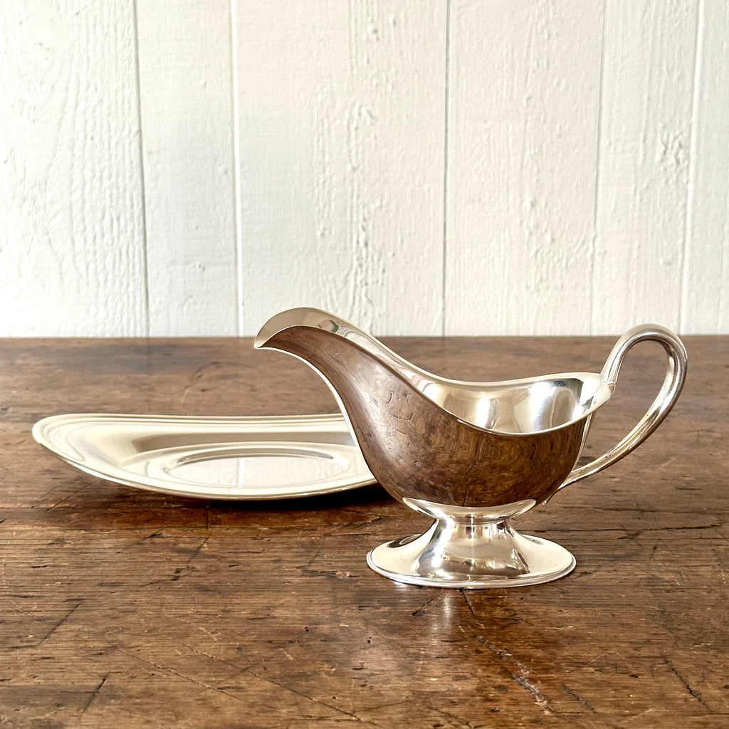 Vintage Silver Sauce Boat with Under-Plate