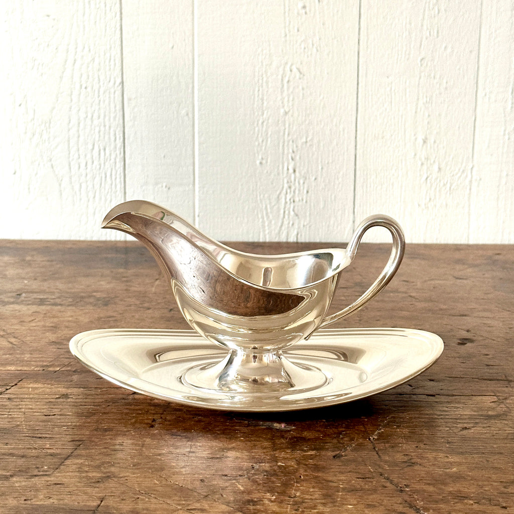 Vintage Silver Sauce Boat with Under-Plate