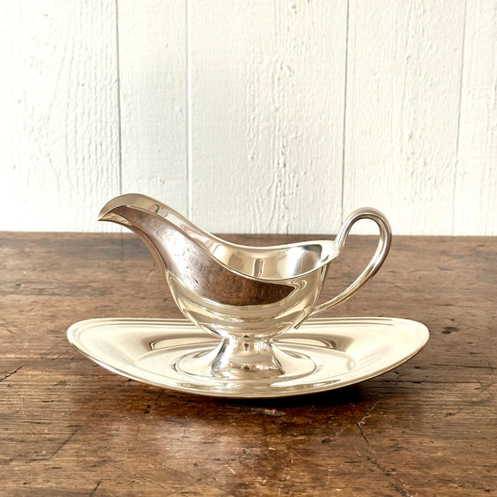 Vintage Silver Sauce Boat with Under-Plate