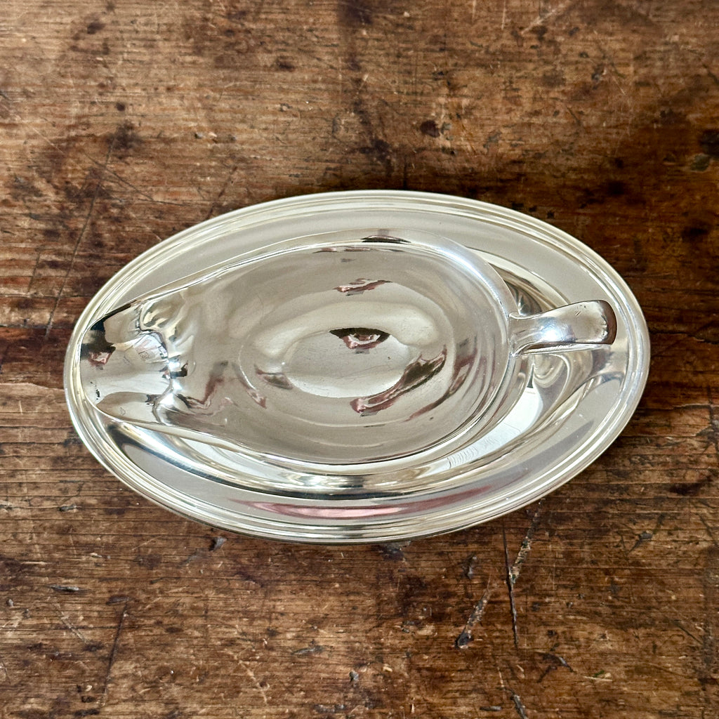 Vintage Silver Sauce Boat with Under-Plate