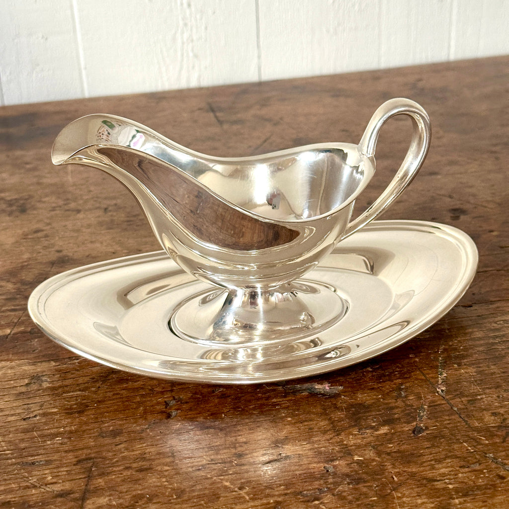 Vintage Silver Sauce Boat with Under-Plate