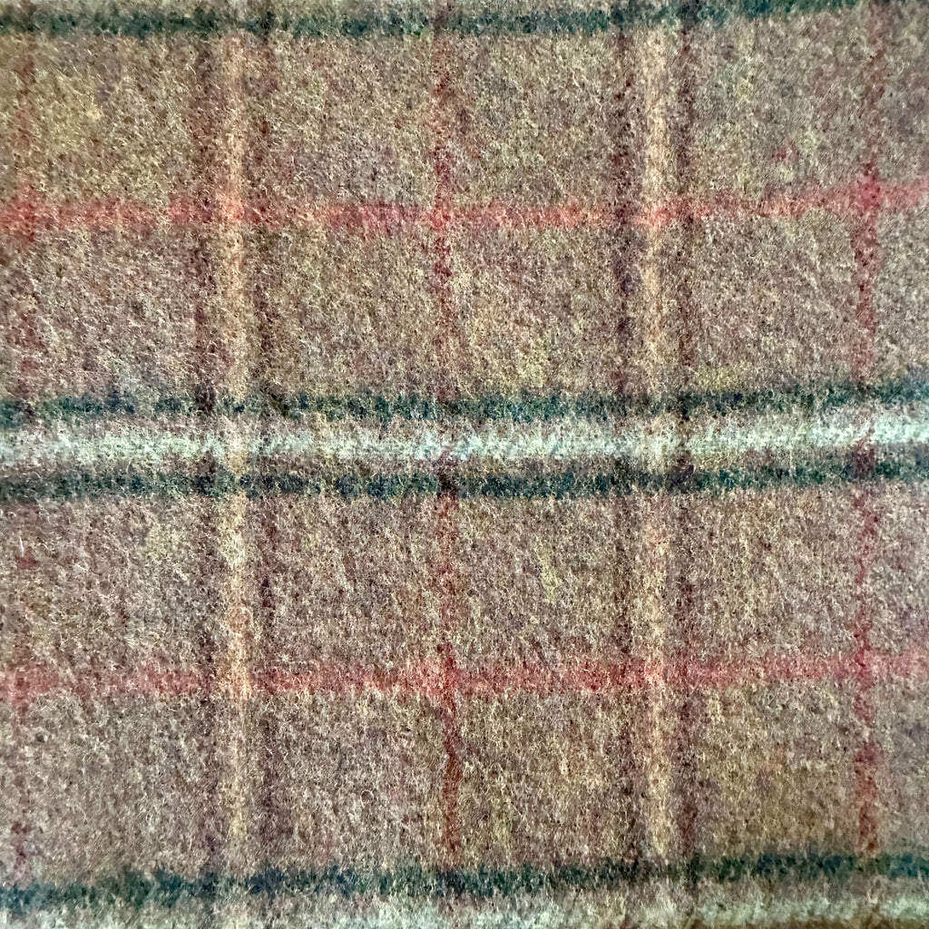 Heritage Moss and Camel Windowpane Double Face Lambswool Throw