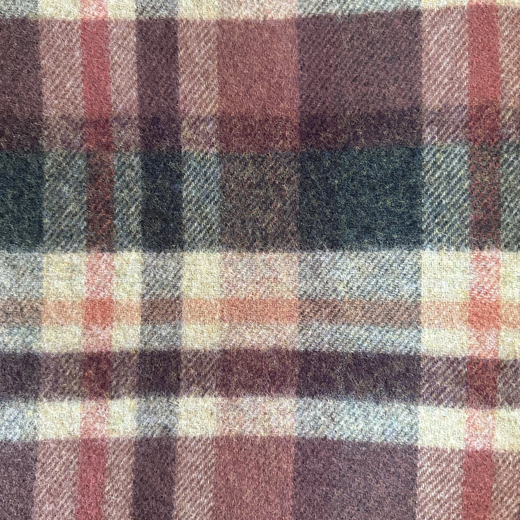 Heritage Moss and Camel Windowpane Double Face Lambswool Throw