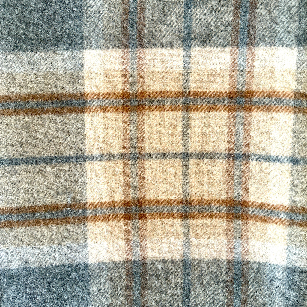 Gray & Brown Overcheck Double Face Lambswool Throw