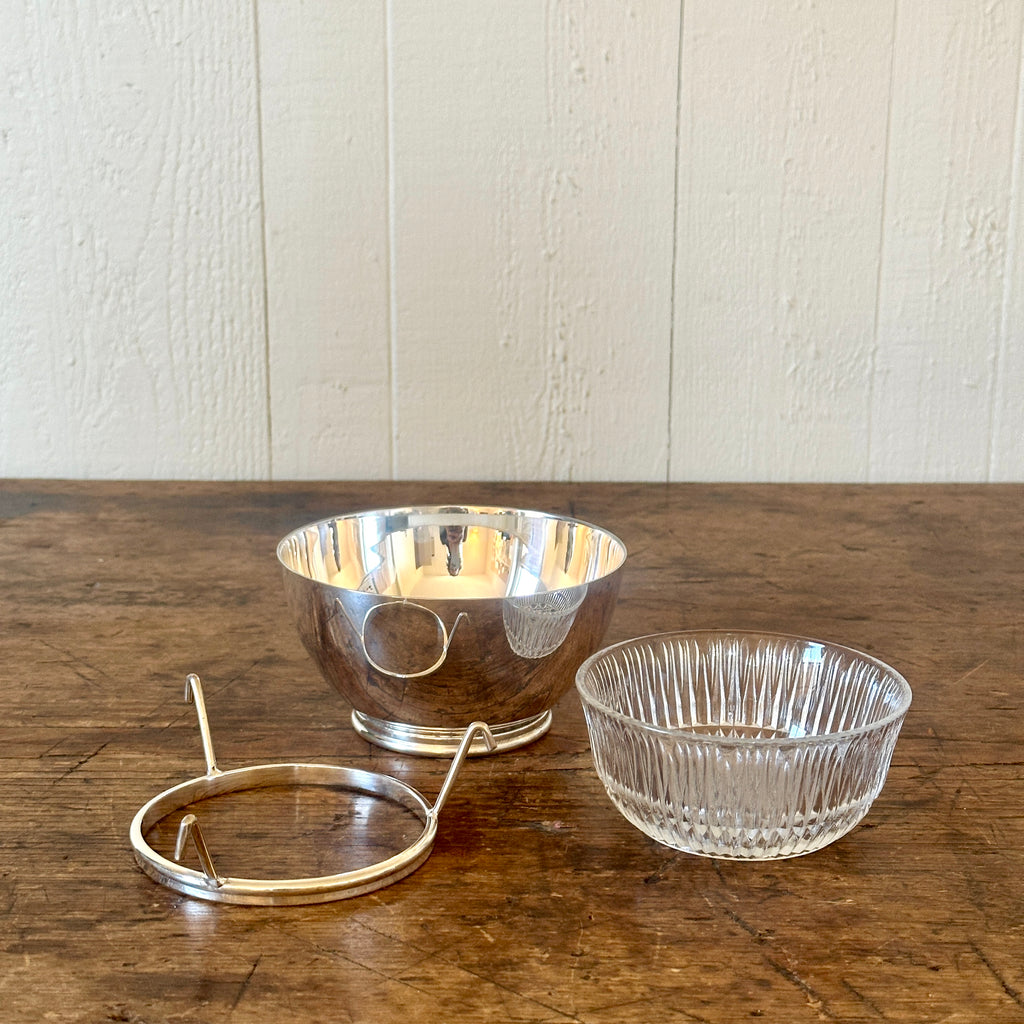 Hotel Silver Cavier Bowl with Glass Insert