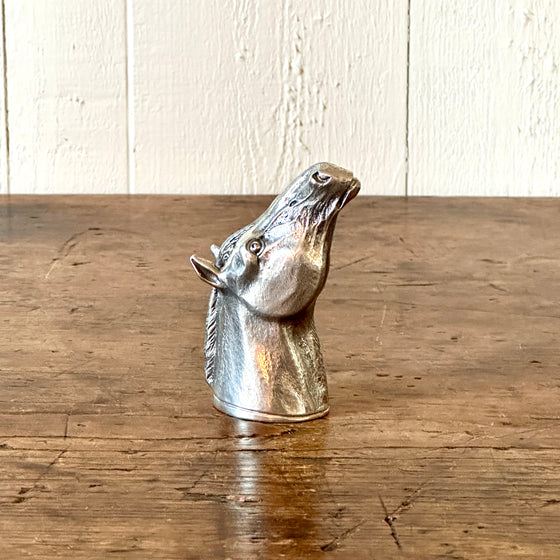 English Pewter Horse Head Jigger