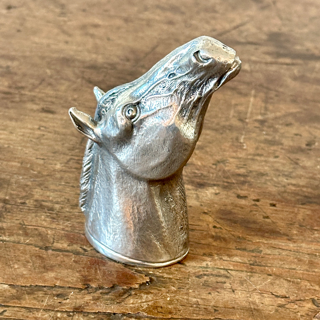 English Pewter Horse Head Jigger