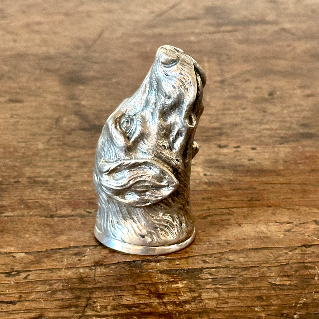 English Pewter Dog Head Jigger