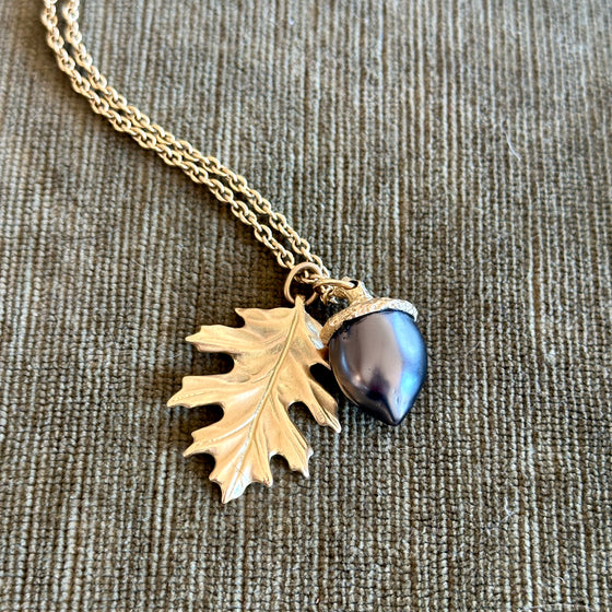 Oak Leaf & Acorn 18K Yellow Gold Necklace