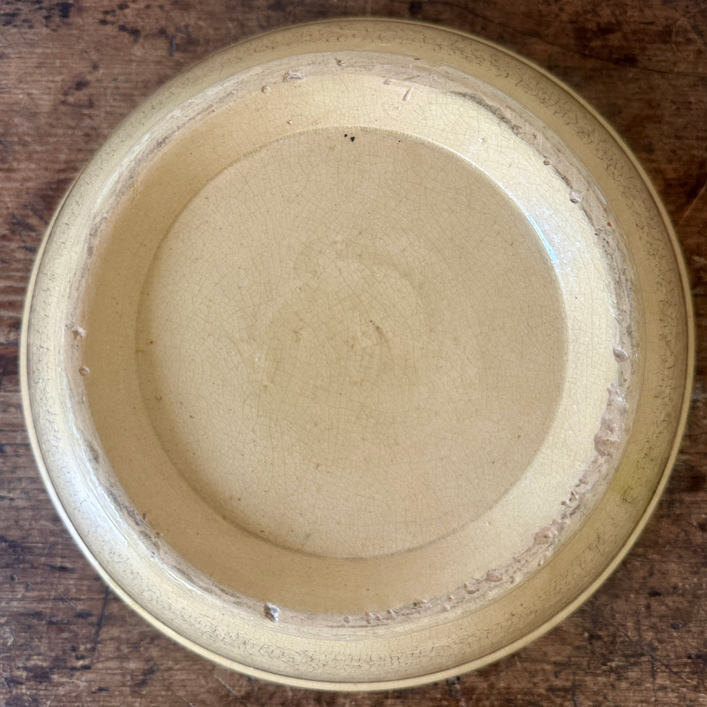 19th C Green Seaweed Yellow Ware Bowl