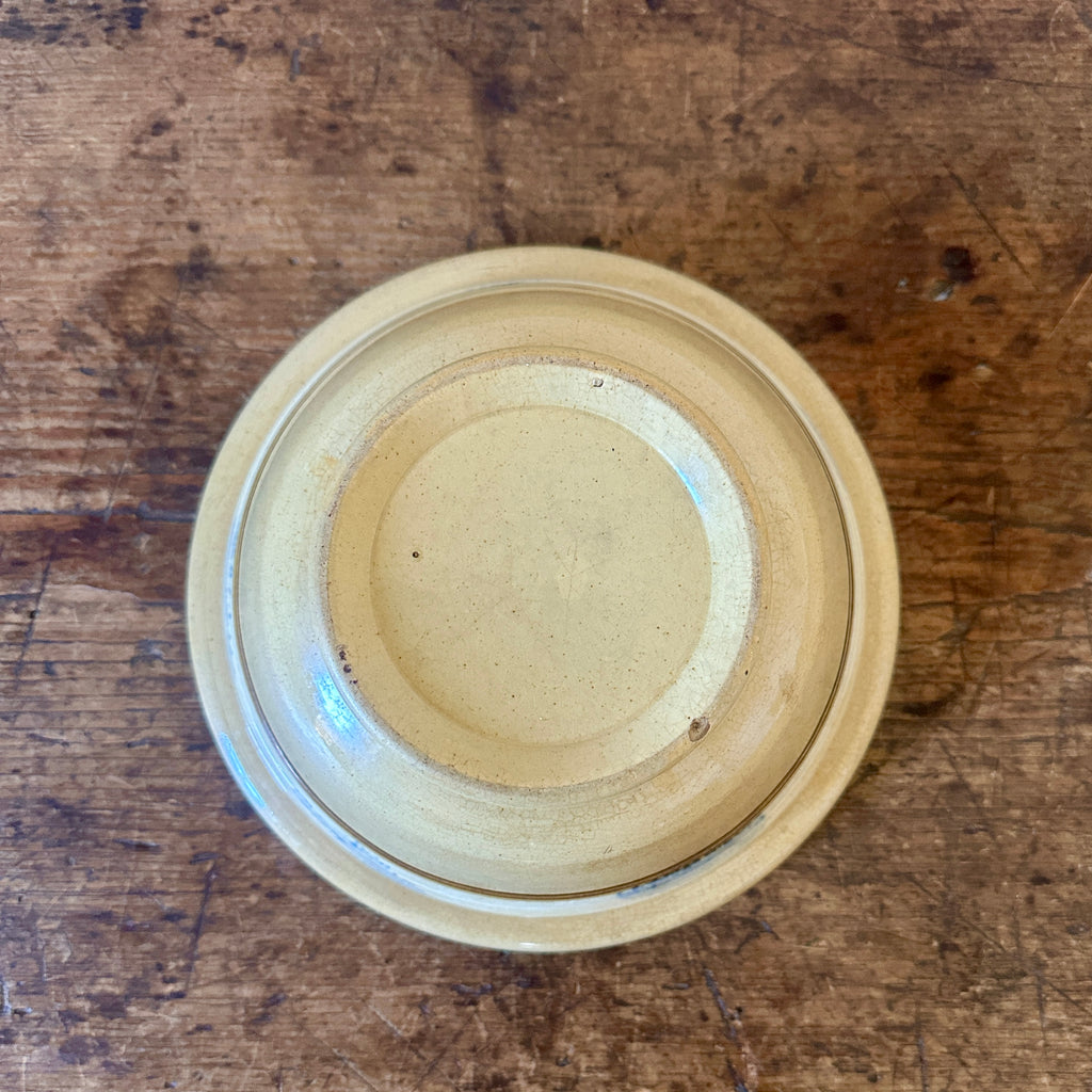 19th C Blue Seaweed Yellow Ware Bowl