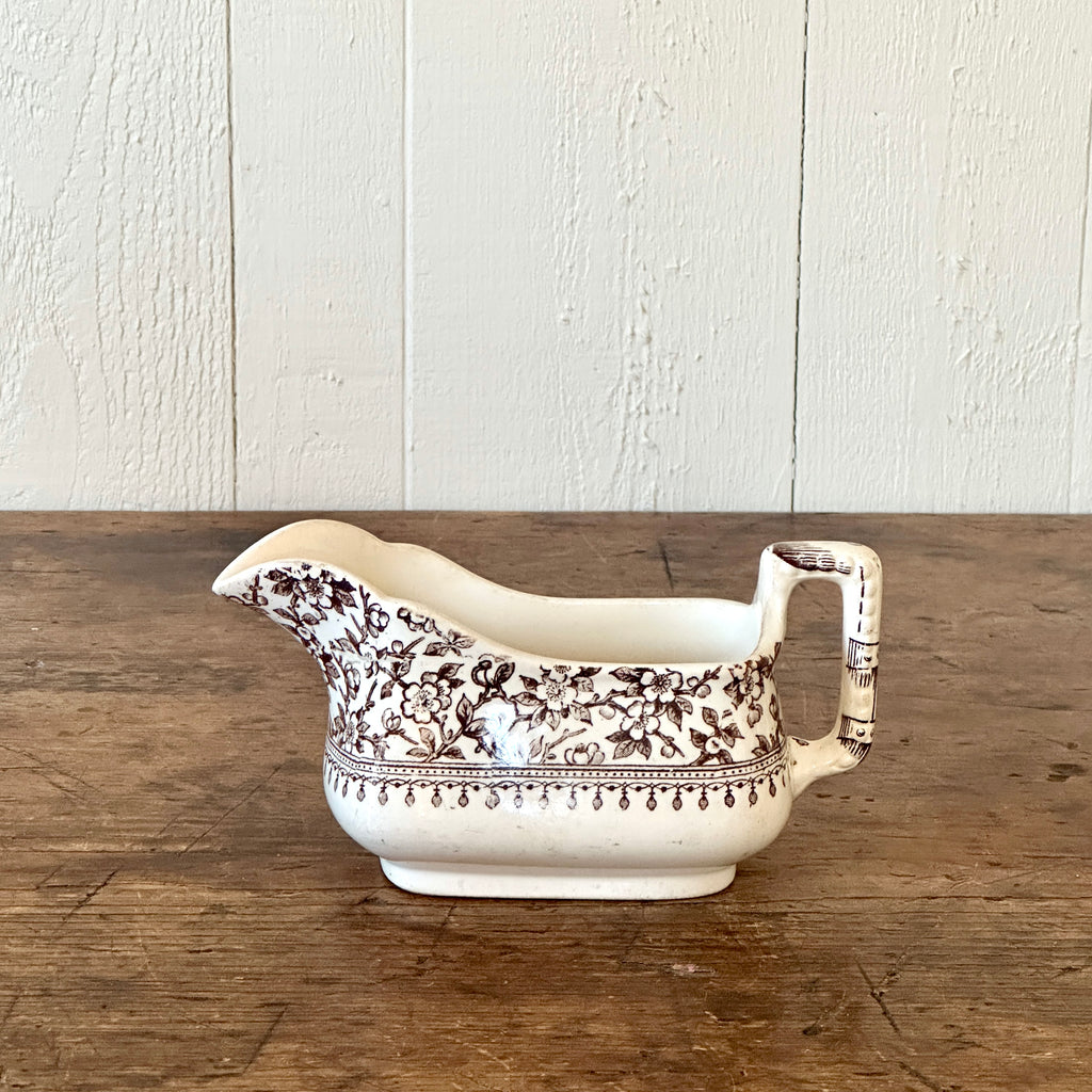 Brown Transferware Sauceboat