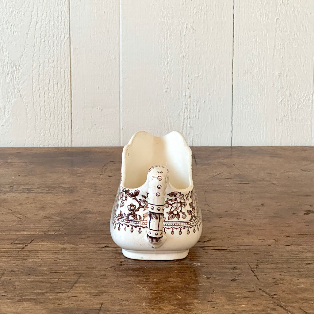 Brown Transferware Sauceboat