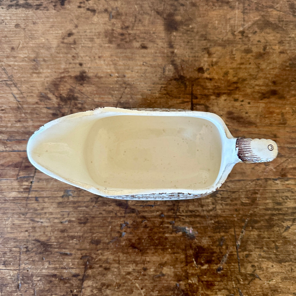 Brown Transferware Sauceboat