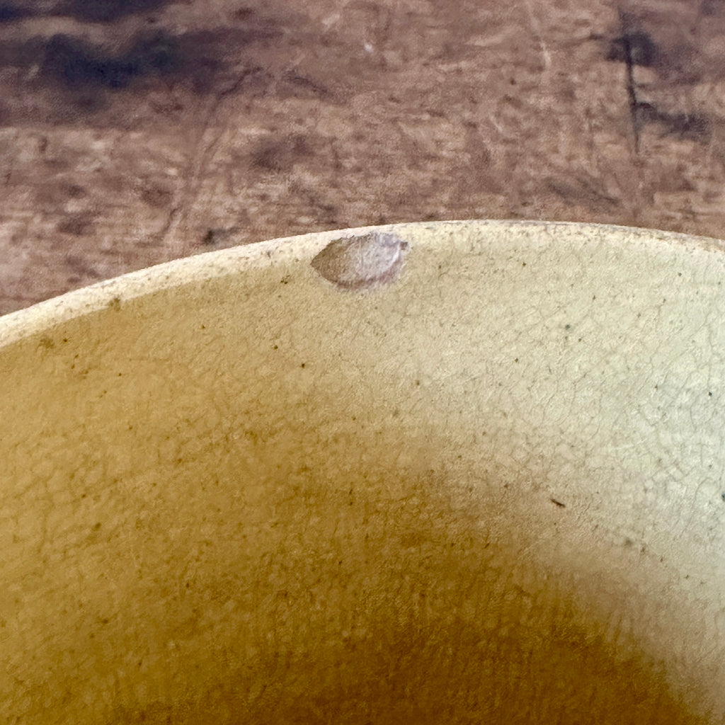 19th C Blue Seaweed Yellow Ware Pantry Crock