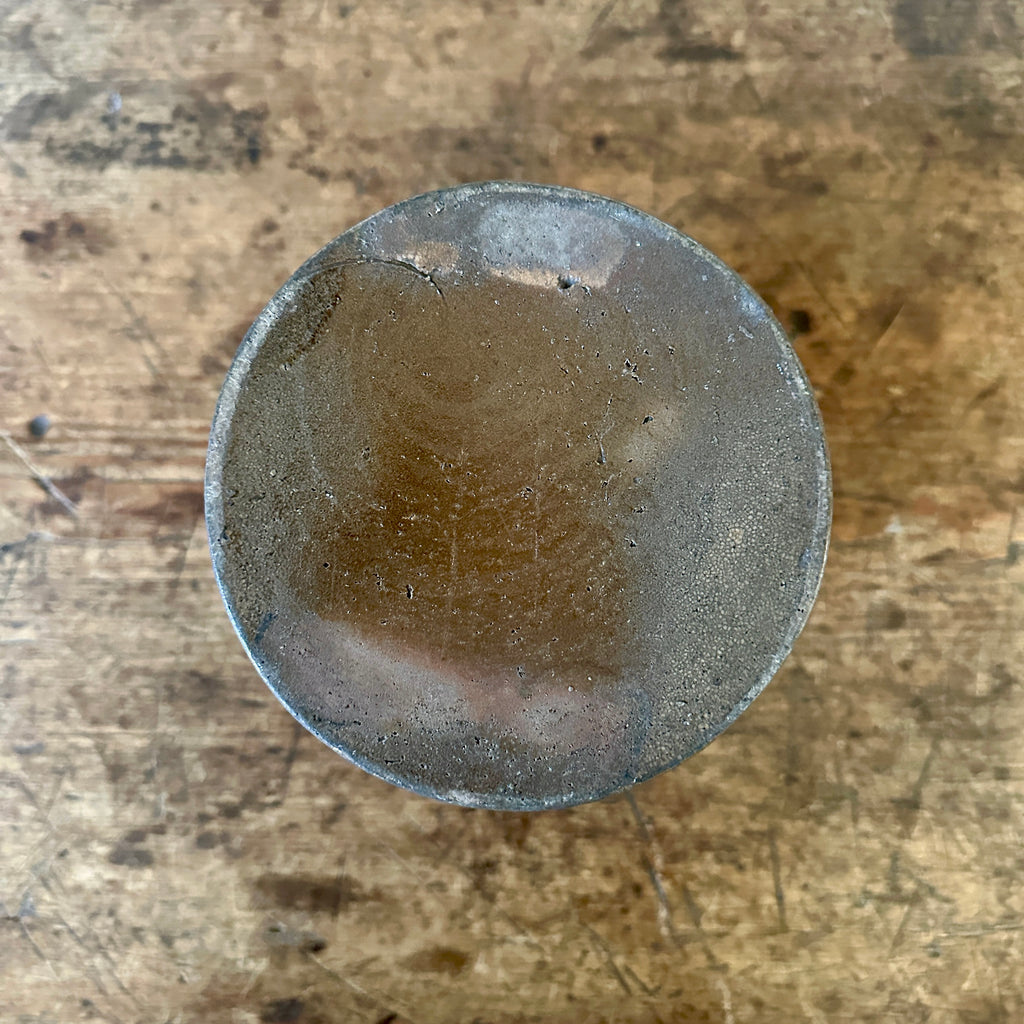 Antique Salt Glaze Jar with Blue Flowers