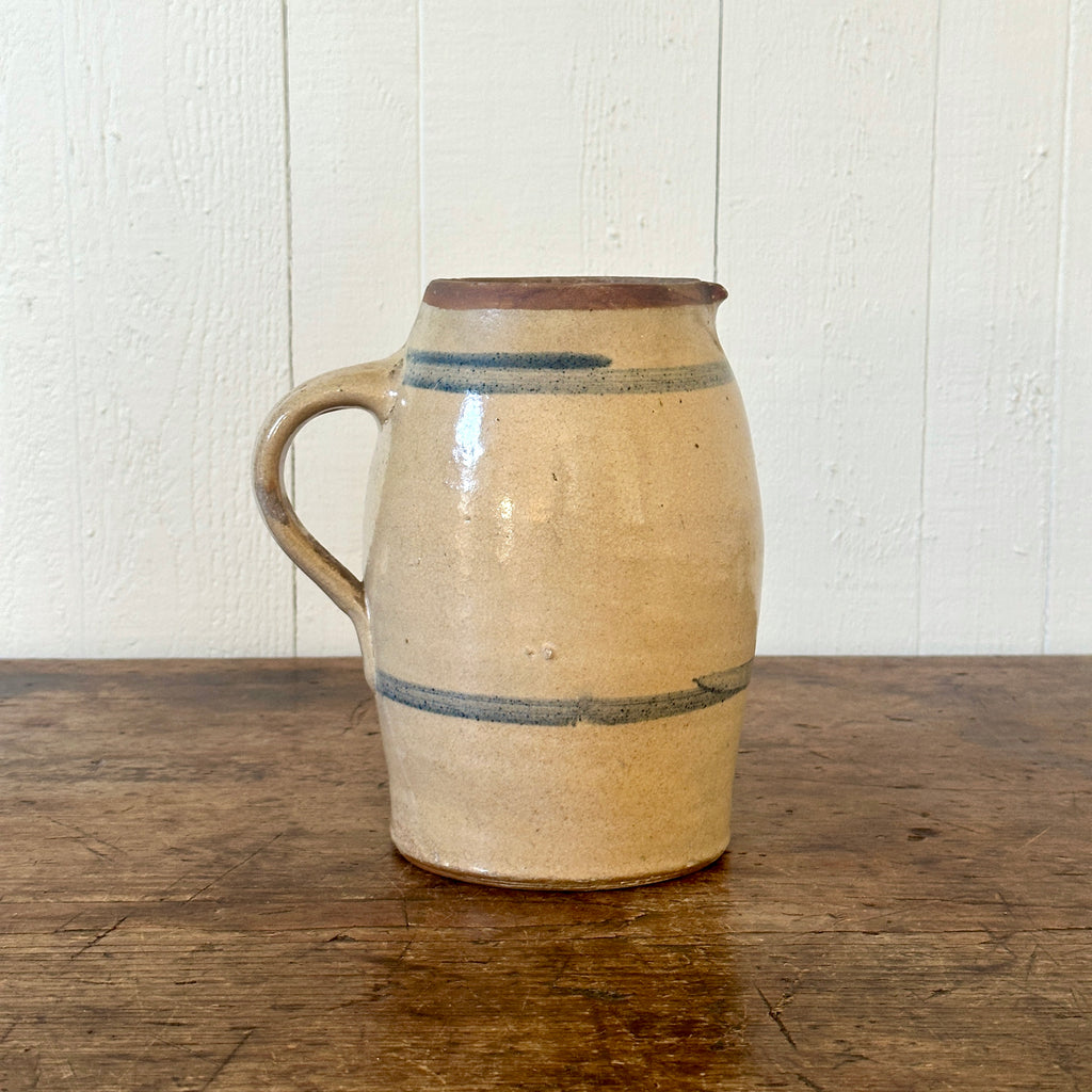 19th C Banded Stoneware Pitcher