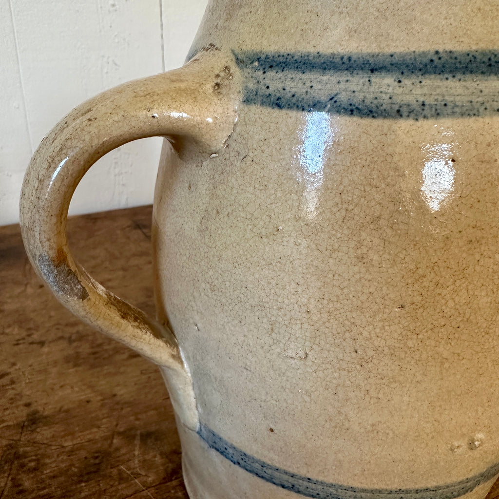 19th C Banded Stoneware Pitcher