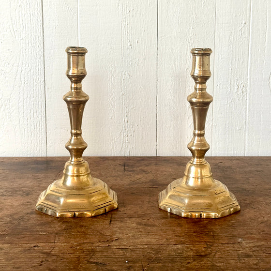 18th C French Brass Candlesticks
