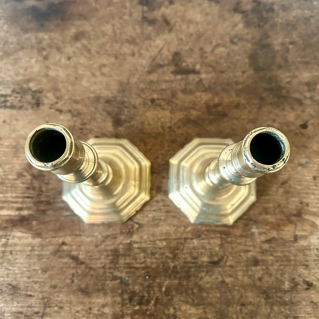 18th C French Brass Candlesticks