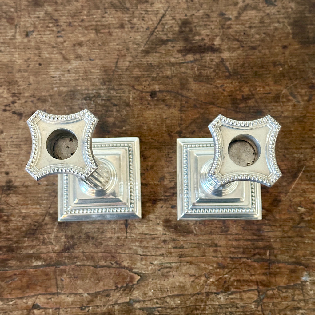 Pair of Silver 8.5" Column Candlesticks