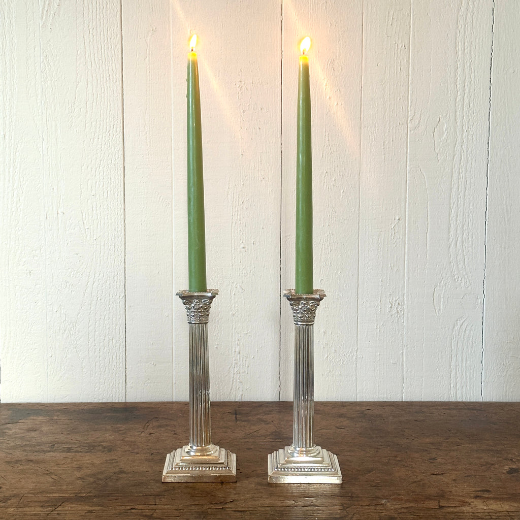 Pair of Silver 8.5" Column Candlesticks