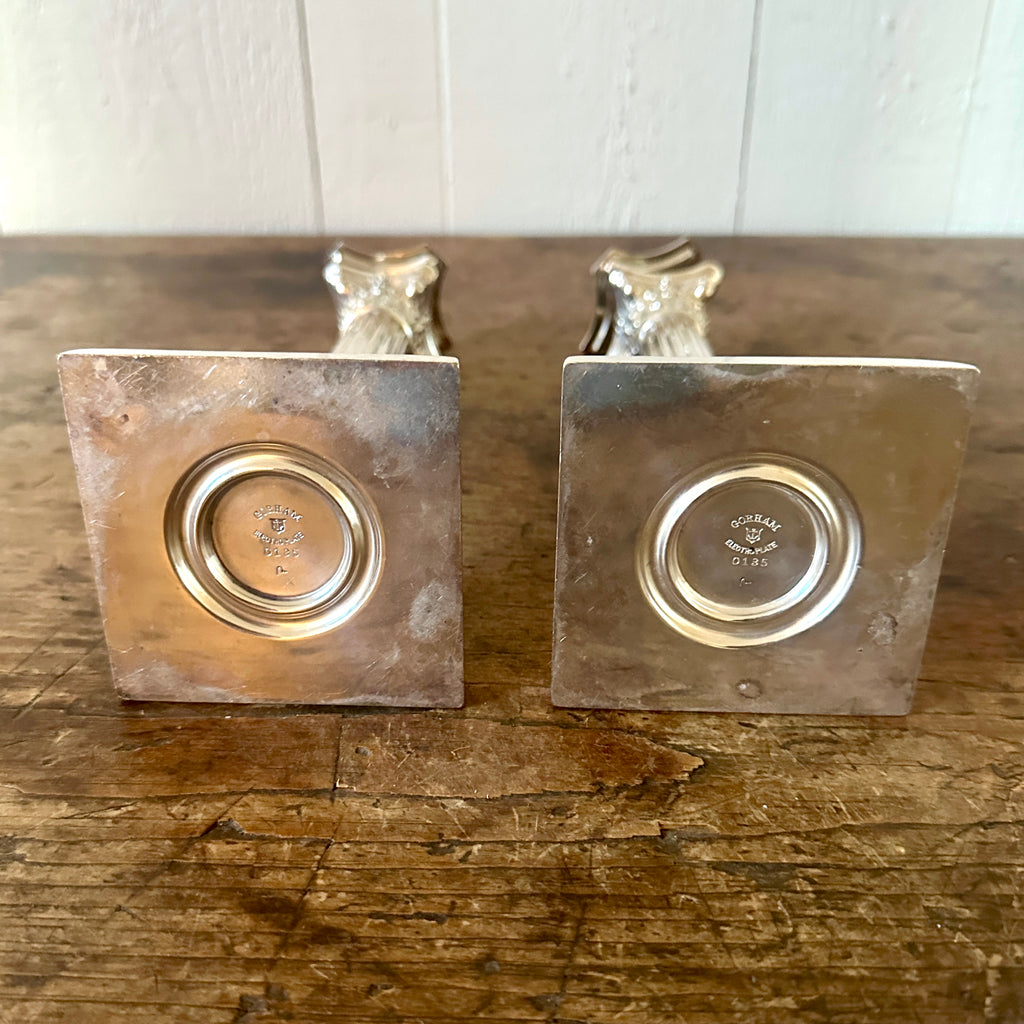 Pair of Silver 8.5" Column Candlesticks