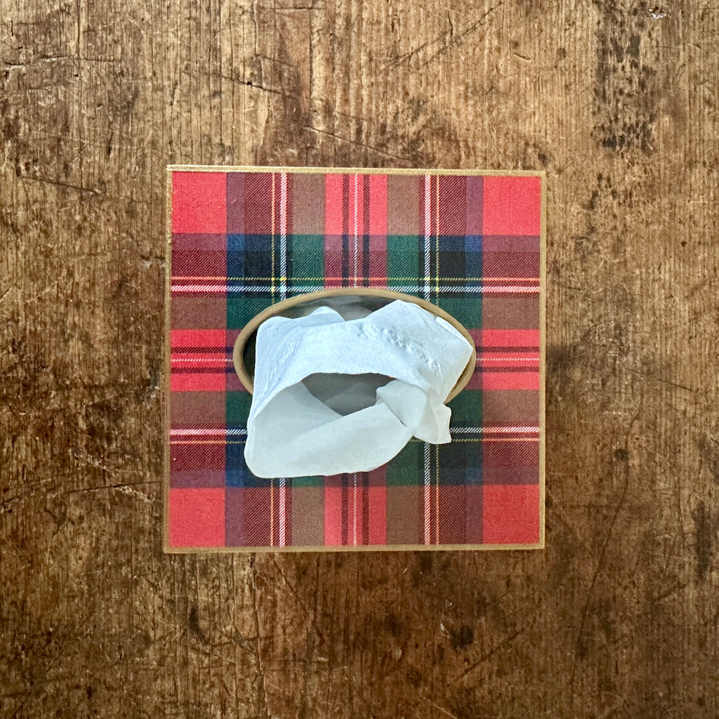 Red Plaid Wood Tissue Box Cover