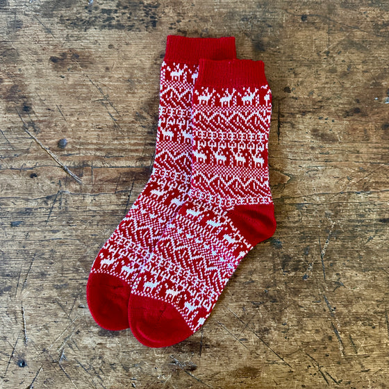 Red Reindeer Cashmere Socks