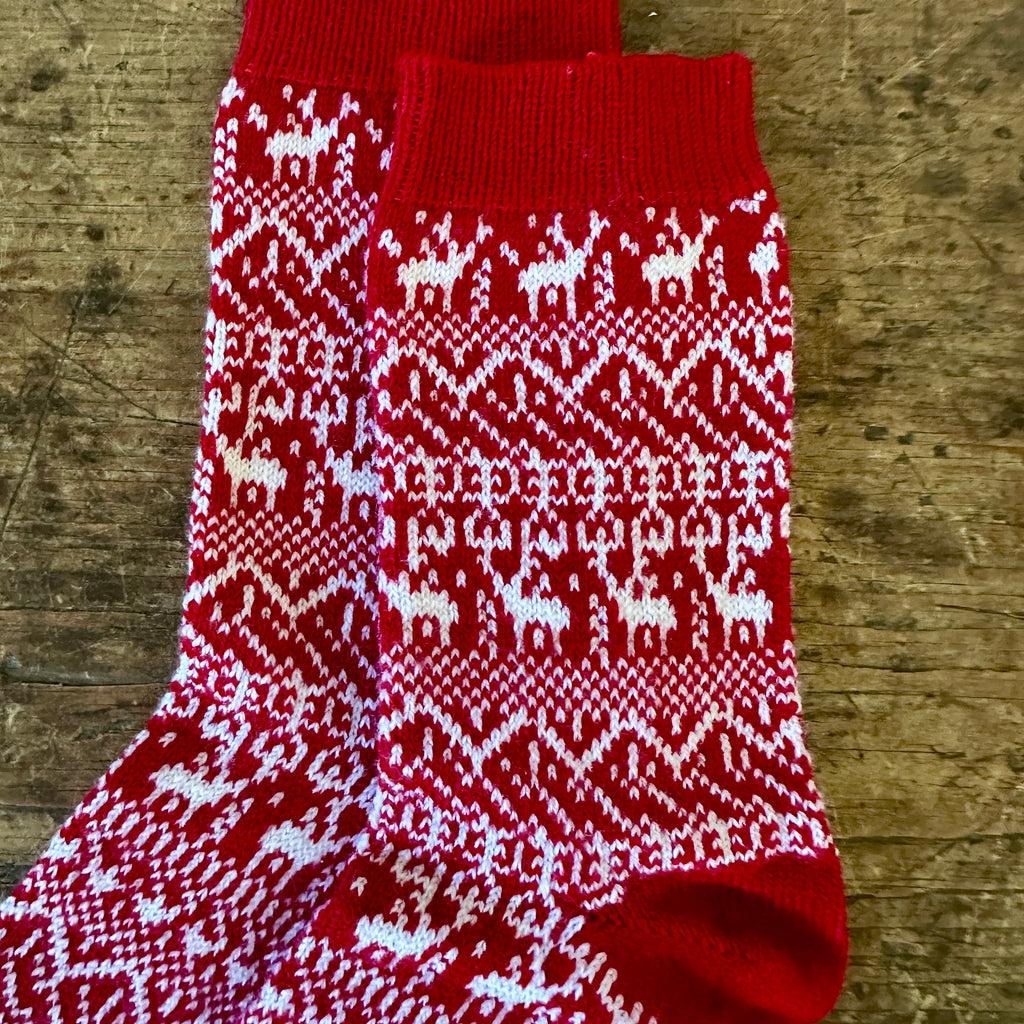 Red Reindeer Cashmere Socks