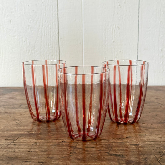 Italian Red Stripe Glass Tumbler