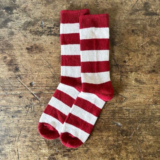 Red Rugby Wool Cashmere Crew Socks