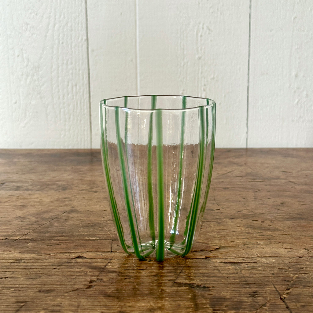 Italian Green Stripe Glass Tumbler