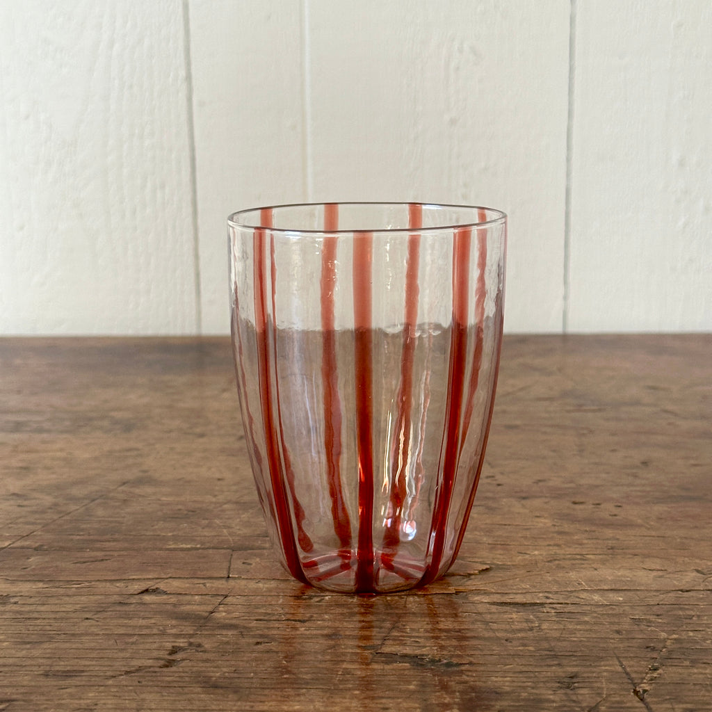 Italian Red Stripe Glass Tumbler