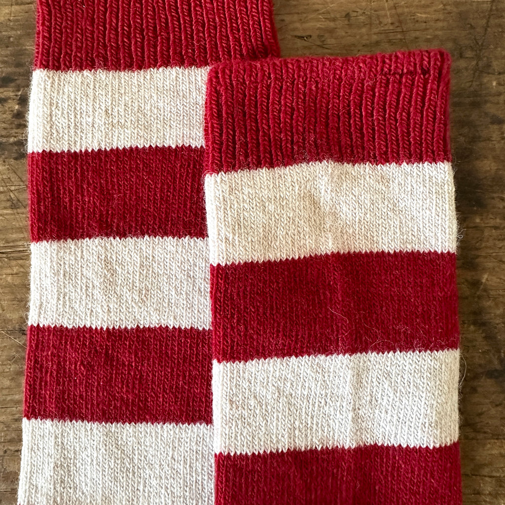 Red Rugby Wool Cashmere Crew Socks