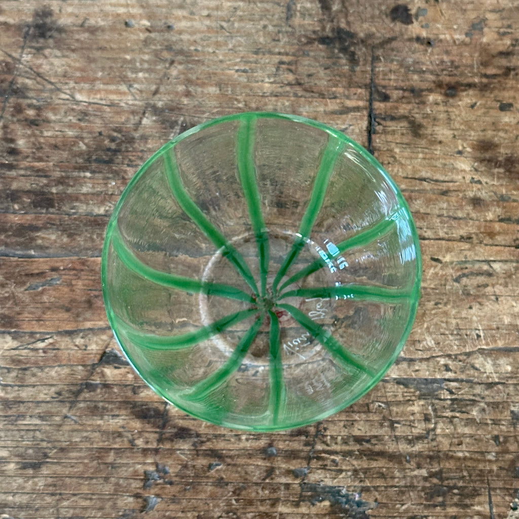 Italian Green Stripe Glass Tumbler