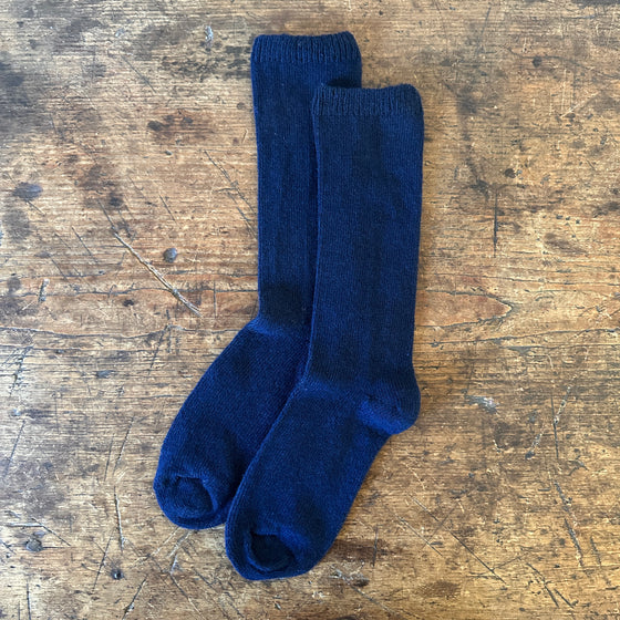 Navy Wool Cashmere Crew Socks