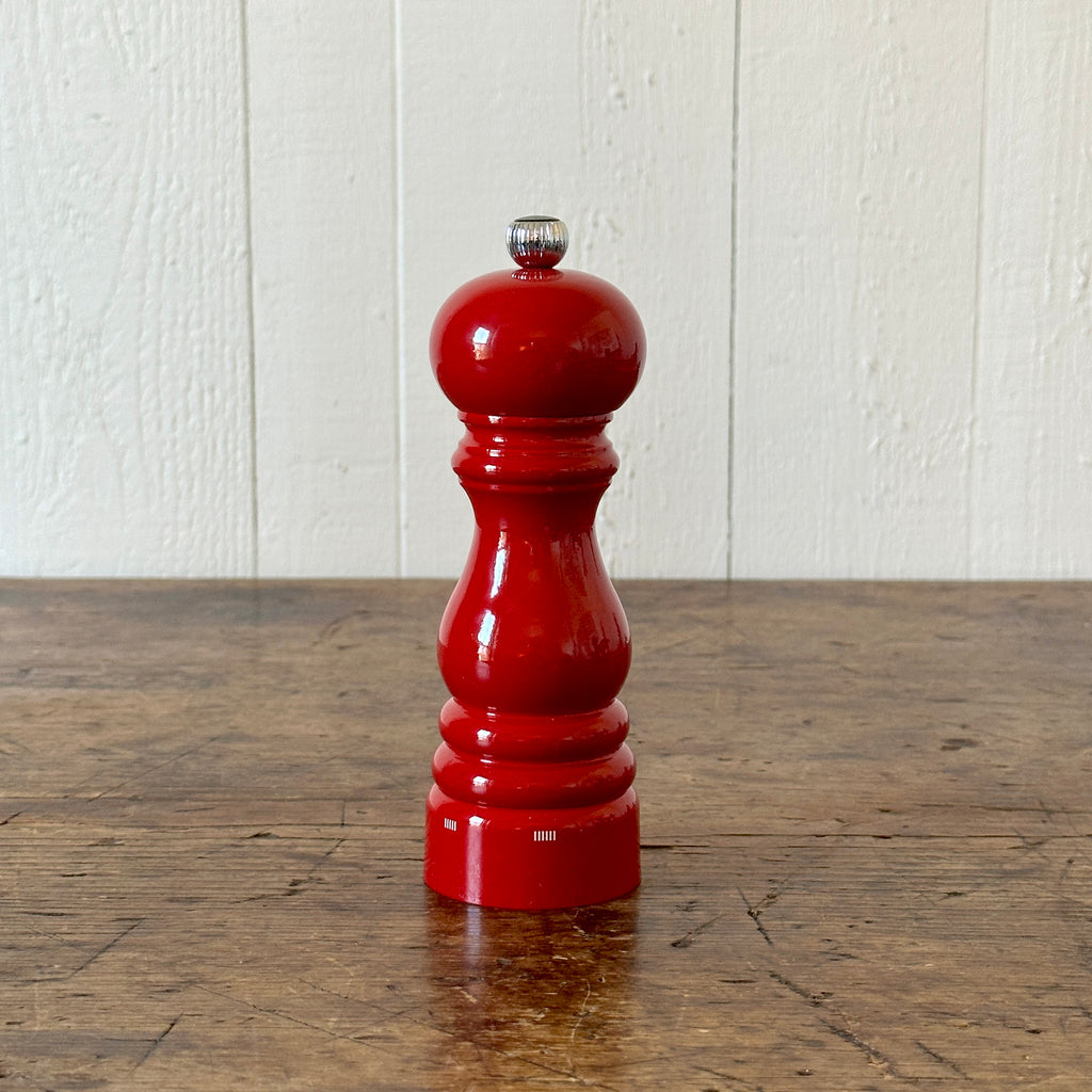 7" Red Lacquered Wood Pepper Mill