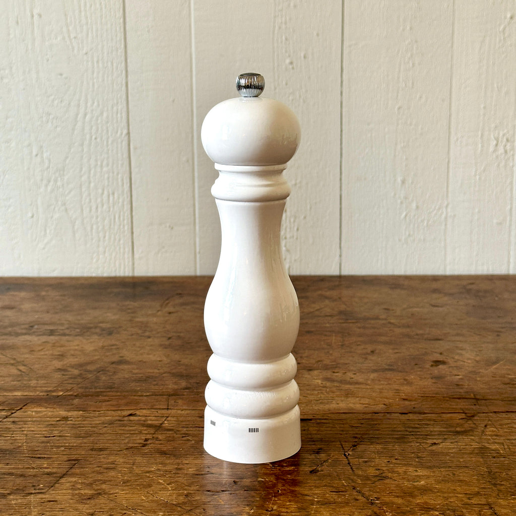 9" White Lacquered Wood Pepper Mill