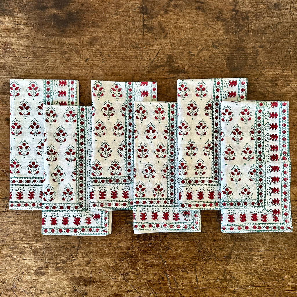 Holiday Block Print Napkins - Set of 6