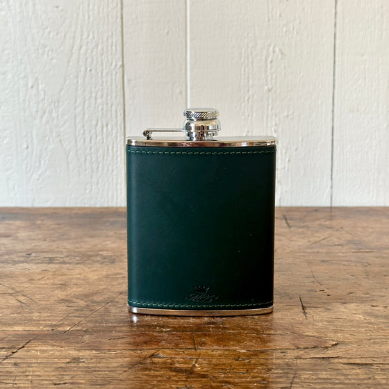 6 Ounce Forest Green Leather Hip Flask