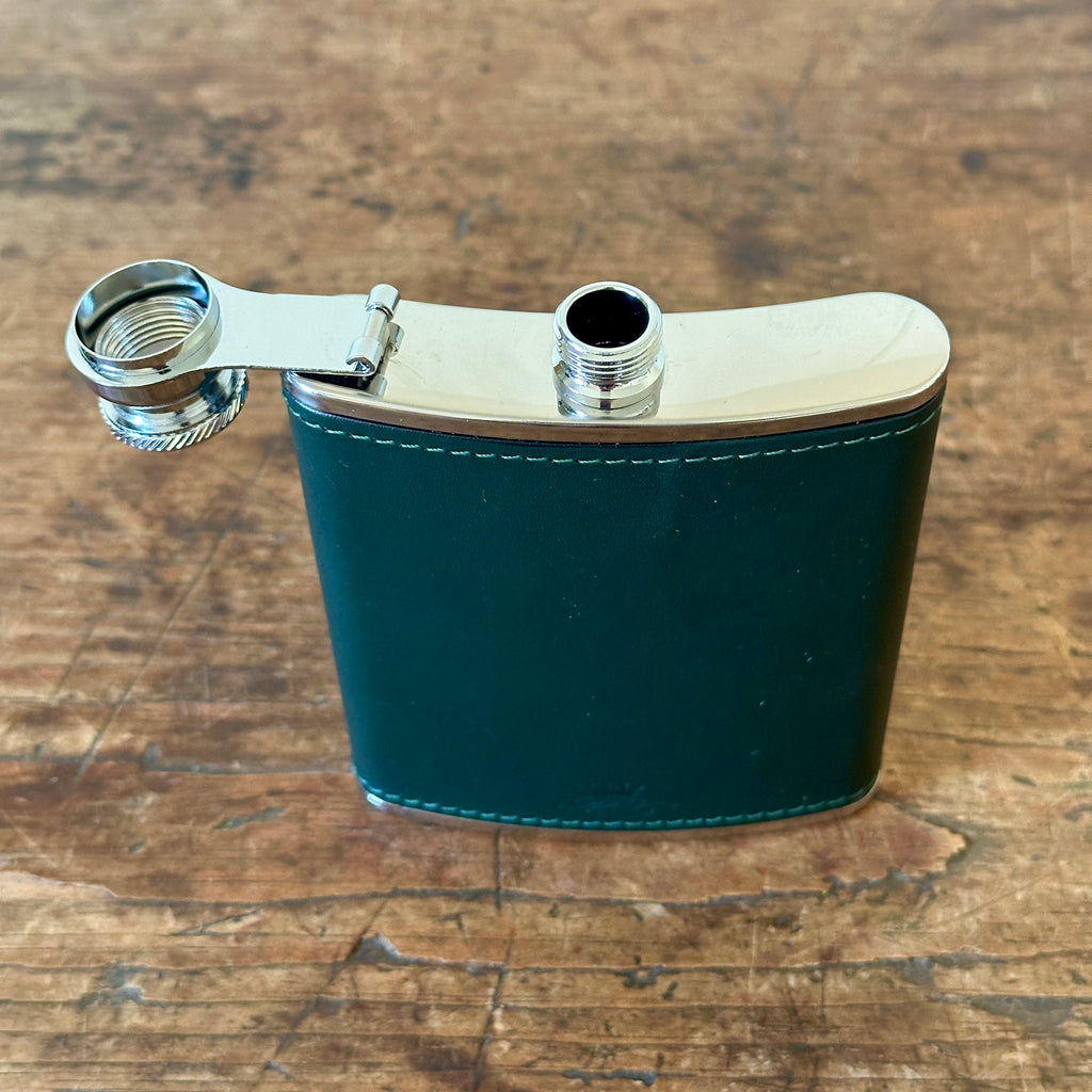 6 Ounce Forest Green Leather Hip Flask