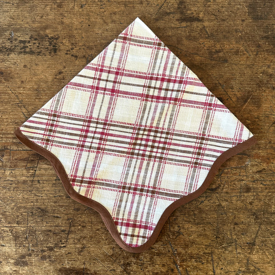 Harvest Tartan Scalloped Napkins - Set of 4