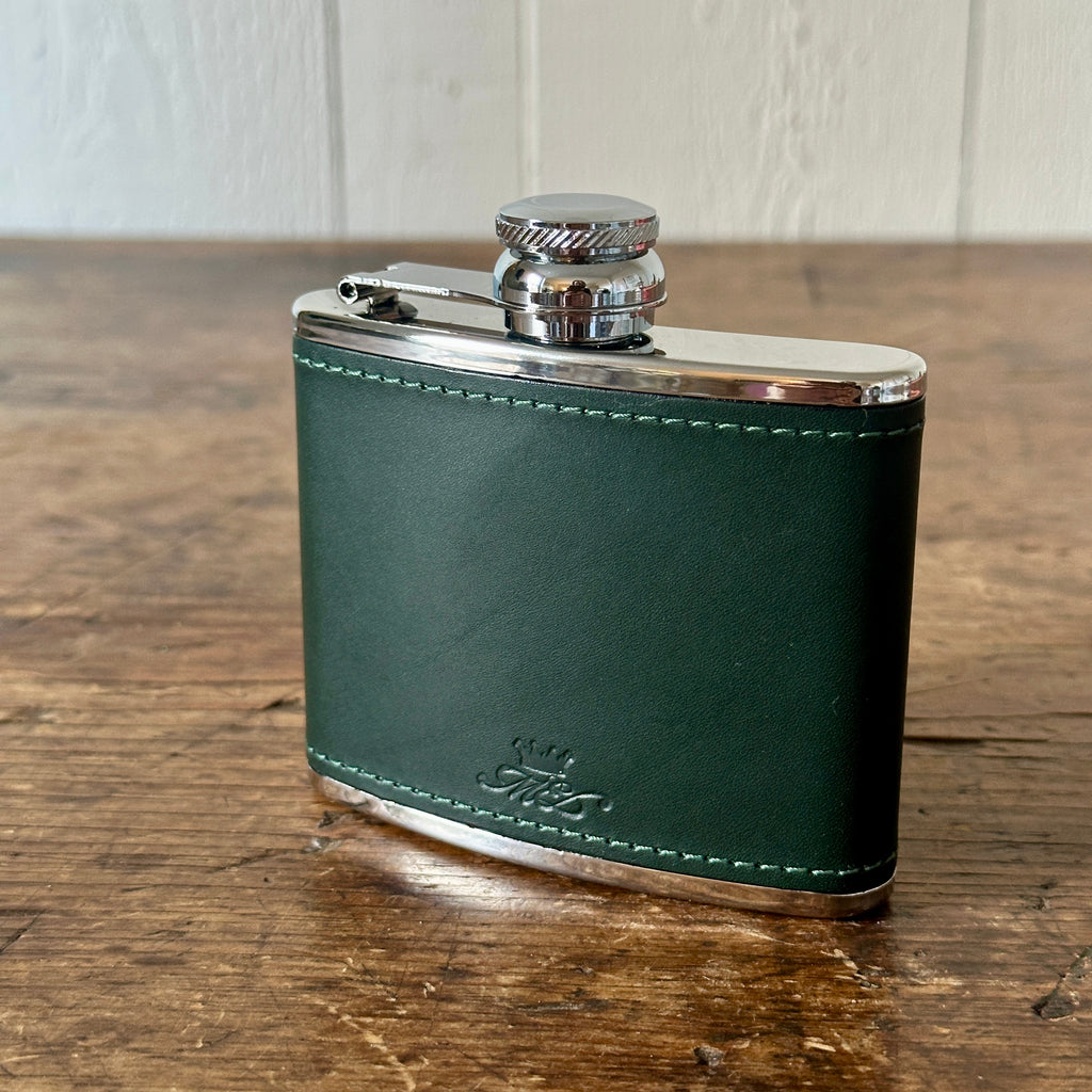 4 Ounce Forest Green Leather Hip Flask