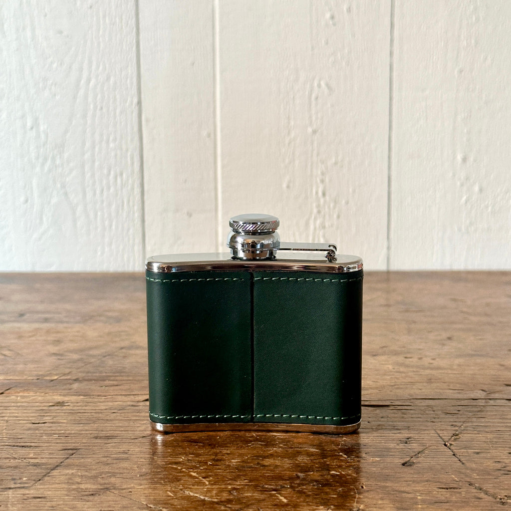 4 Ounce Forest Green Leather Hip Flask