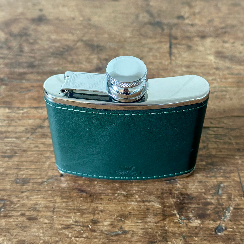 4 Ounce Forest Green Leather Hip Flask