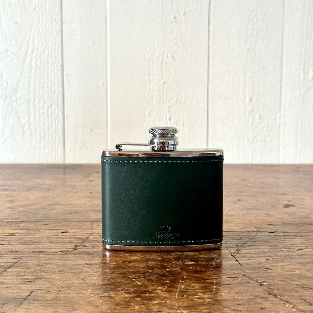 4 Ounce Forest Green Leather Hip Flask