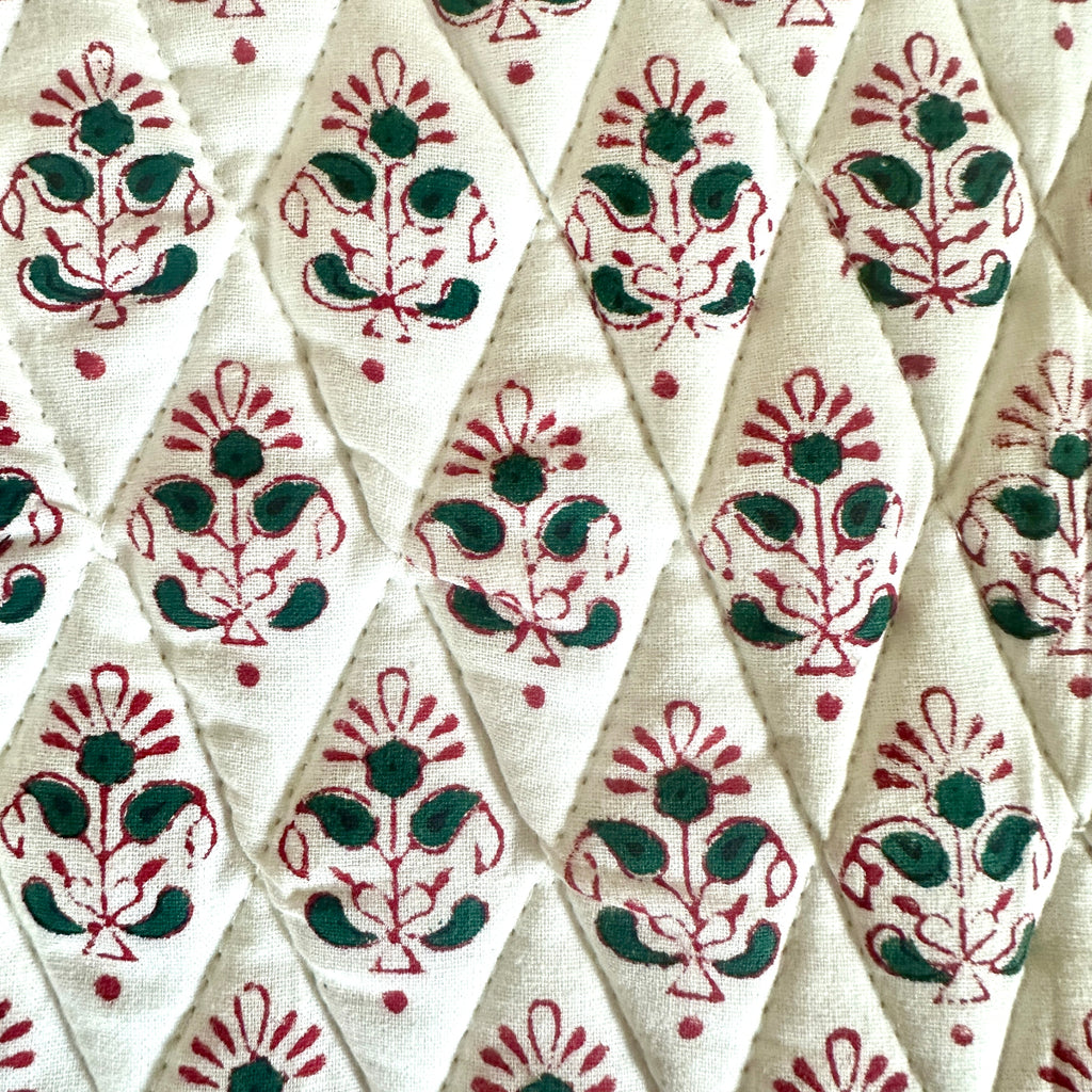 Green Holiday Block Print Potholder